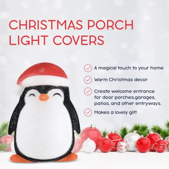 Ornativity Penguin Porch Light Cover - Penguins Head Outdoor Front Porch Lamp Holiday Decoration Covers - Set of 2 {6}