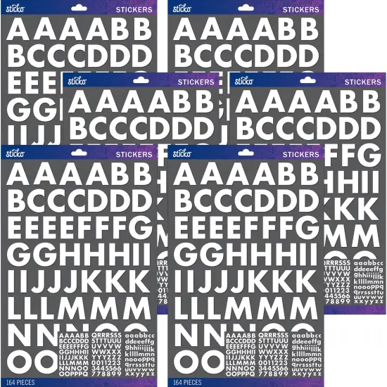 Multipack of 6 - Sticko Alphabet Stickers-White Futura Bold Large {1}