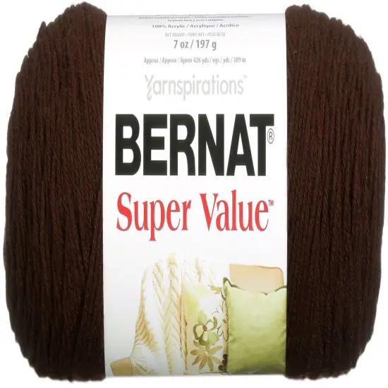 Bernat Super Value Chocolate Yarn - 3 Pack of 198g/7oz - Acrylic - 4 Medium (Worsted) - 426 Yards - Knitting/Crochet {2}