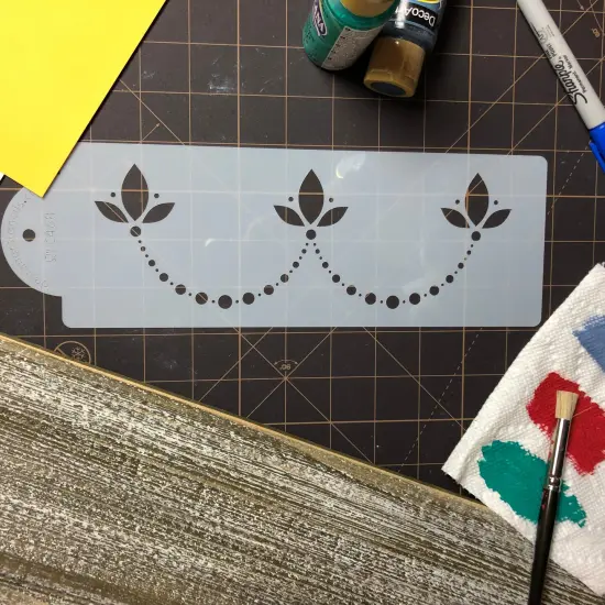 Dotted Scallop Cake Stencil | C468 by Designer Stencils | Cake Decorating Tools | Baking Stencils for Royal Icing, Airbrush, Dusting Powder | Reusable Plastic Food Grade Stencil for Cakes | Easy to Use & Clean Cake Stencil {4}