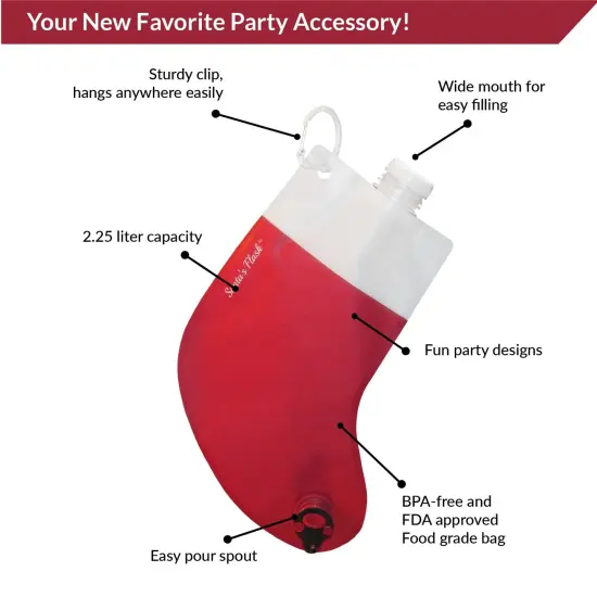 Party Flasks Santa Flask for Liquor, Wine, Drinks: Funny Gag Gifts for White Elephant Christmas Gifts Exchanges; Beverage Dispenser Holds 2.25 Liters for Holiday, Graduation, Office Parties - 2 Pack {3}