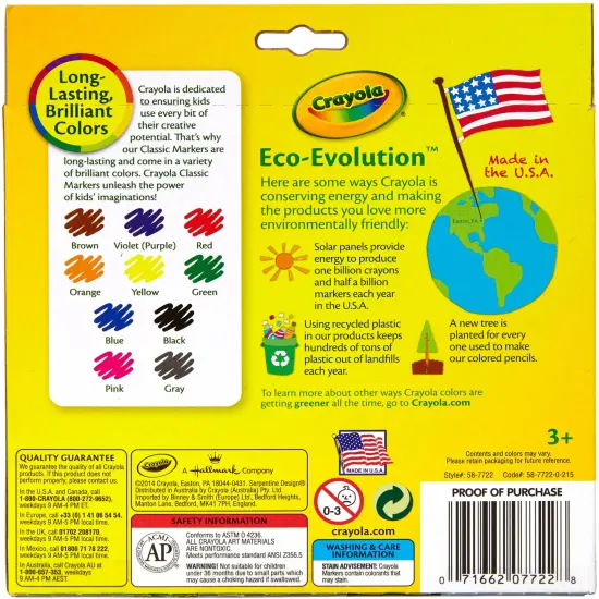 Multipack of 6 - Crayola Broad Line Markers-Classic Colors 10/Pkg {3}