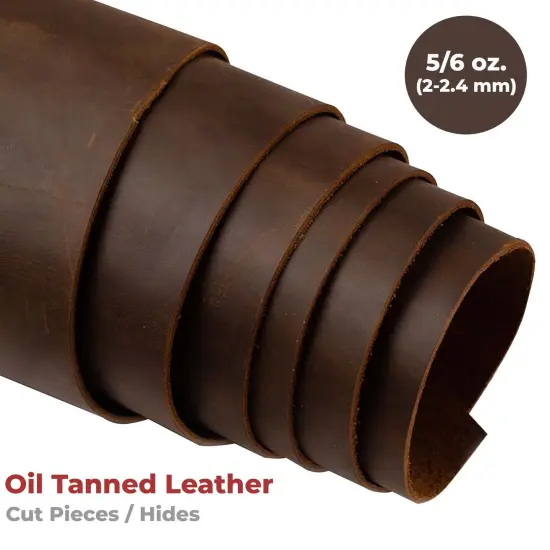 ELW Tooling Leather 5-6 oz (2-2.4mm) Pre-Cut Sizes - Sable Brown Cowhide Full Grain Leathercraft for Holsters, Knife Sheaths, Coasters, Emboss, Stamp, Earrings {1}
