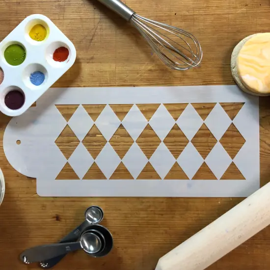 Large Harlequin Cake Stencil Side | C556 by Designer Stencils | Cake Decorating Tools | Baking Stencils for Royal Icing, Airbrush, Dusting Powder | Reusable Plastic Food Grade Stencil for Cakes | Easy to Use & Clean Cake Stencil {3}