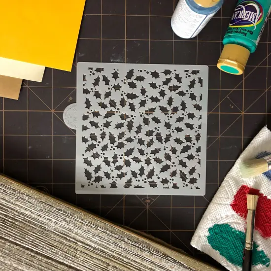 Holly and Berries Miniprint Cookie & Craft Stencil | CM112 by Designer Stencils | Cookie Decorating Tools | Baking Stencils for Royal Icing, Airbrush, Dusting Powder | Craft Stencils for Canvas, Paper, Wood | Reusable Food Grade Stencil {2}