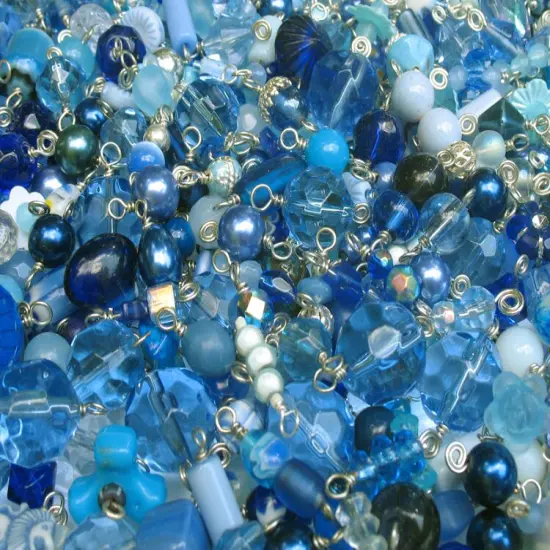 Blue Bead Charms Grab Bag - Bulk Glass & Acrylic Dangle Charms {4}