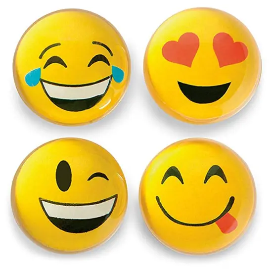 Big Mo's Toys 12 Pack 1.80" Emoticon Smile Face Emoticon Double Sided Translucent Super Hi Bounce Balls - Fun Gift Party {2}
