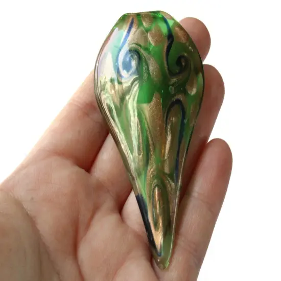 72mm Green Foil Glass Drip Pendant {2}