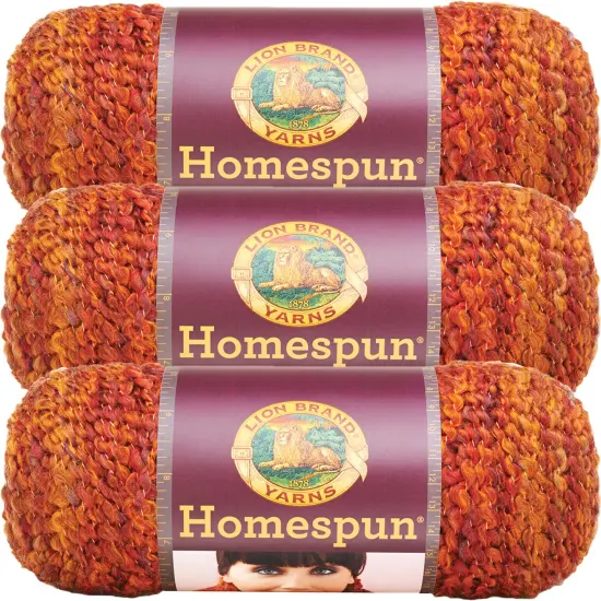 (3 Pack) Lion Brand Homespun Yarn - Wild Fire {1}