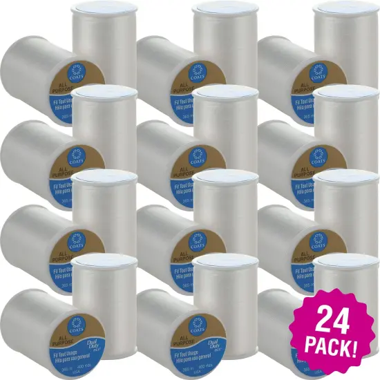 Multipack of 24 - Coats Dual Duty All-Purpose Thread 400yd-White {1}