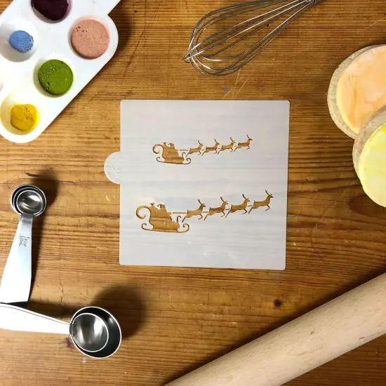 Santa's Sleigh Cookie & Craft Stencil | CM077 by Designer Stencils | Cookie Decorating Tools | Baking Stencils for Royal Icing, Airbrush, Dusting Powder | Craft Stencils for Canvas, Paper, Wood | Reusable Food Grade Stencil {4}