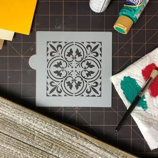 Scroll Tile Cookie & Craft Stencil | CM131 by Designer Stencils | Cookie Decorating Tools | Baking Stencils for Royal Icing, Airbrush, Dusting Powder | Craft Stencils for Canvas, Paper, Wood | Reusable Food Grade Stencil {5}