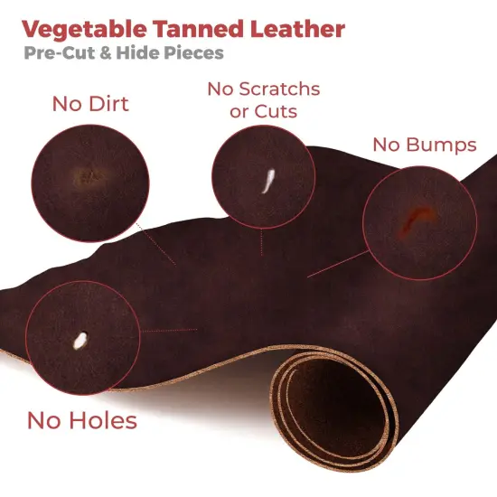 ELW Genuine Leather Vegetable Tanned 8-9 oz. (3.2-3.6mm) Size 6&rdquo; to 14 SQ FT Full Grain Veg Tan Leather AB Grade Cowhide, Heavy Weight, Tooling, Carving, DIY, Holster, Stamping {3}