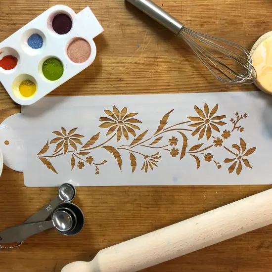 Daisy and Forget Me Not Flower Cake Stencil Side | C547 by Designer Stencils | Stencils for Royal Icing, Airbrush, Dusting Powder | {3}