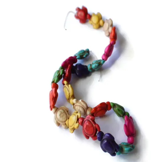 22 18mm Howlite Turtle Beads Gemstone Beads Dyed Mixed Color Beads bB1 {6}