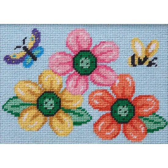 Flowers-Butterfly-Bee - Needlepoint Kit Multicolor {1}
