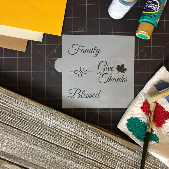 Give Thanks Cookie & Craft Stencil | CM027 by Designer Stencils | Cookie Decorating Tools | Baking Stencils for Royal Icing, Airbrush, Dusting Powder | Craft Stencils for Canvas, Paper, Wood | Reusable Food Grade Stencil {3}