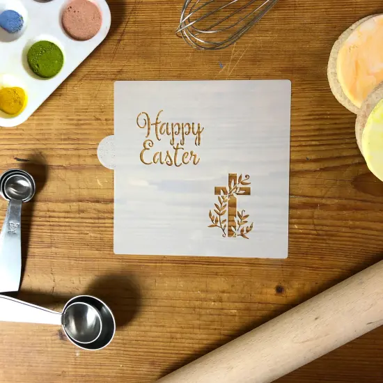 Happy Easter Cookie & Craft Stencil | CM083 by Designer Stencils | Cookie Decorating Tools | Baking Stencils for Royal Icing, Airbrush, Dusting Powder | Craft Stencils for Canvas, Paper, Wood | Reusable Food Grade Stencil {4}