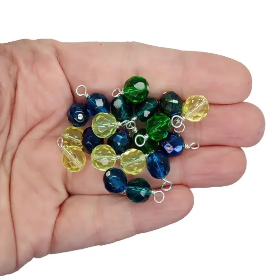 Fire-Polished Bead Charms, 10 pieces Pacific Color Mix, 8mm Faceted Dangles, Adorabilities {2}