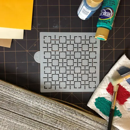 Retro Square Lattice Cookie & Craft Stencil | CM003 by Designer Stencils | Cookie Decorating Tools | Baking Stencils for Royal Icing, Airbrush, Dusting Powder | Craft Stencils for Canvas, Paper, Wood | Reusable Food Grade Stencil {3}