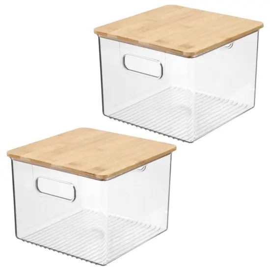 mDesign Plastic Kitchen Storage Box - Bamboo Lid, Handles {5}