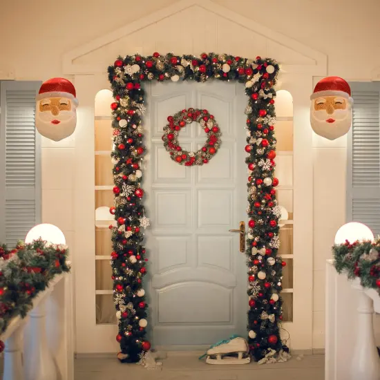 Ornativity Santa Porch Light Cover – Santa Claus Head Outdoor Front Porch Lamp Holiday Decoration Covers - Set of 2 {4}