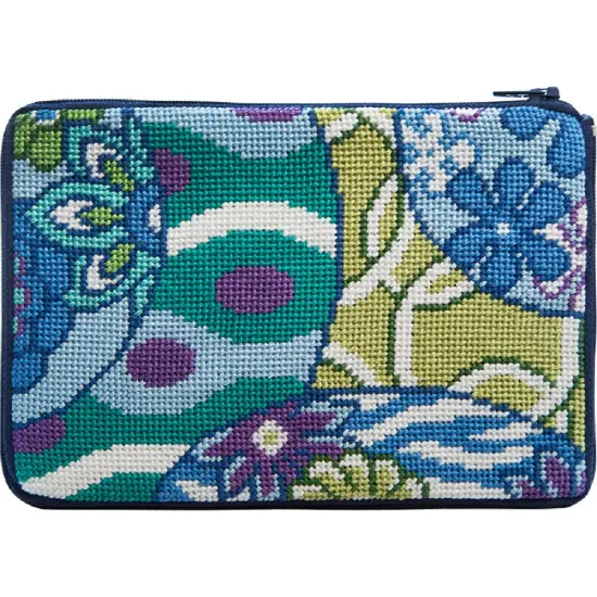 Alice Peterson Stitch & Zip Needlepoint Purse/Cosmetic Case Kit - SZ615 Imari Abstract Multicolor {1}