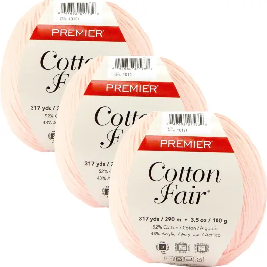 Multipack of 3 - Premier Yarns Cotton Fair Solid Yarn-Blush {1}