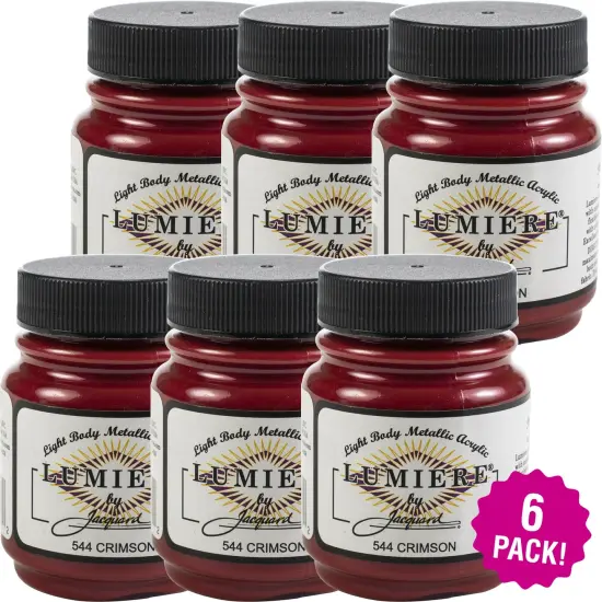 Multipack of 6 - Jacquard Lumiere Metallic Acrylic Paint 2.25oz-Crimson {2}