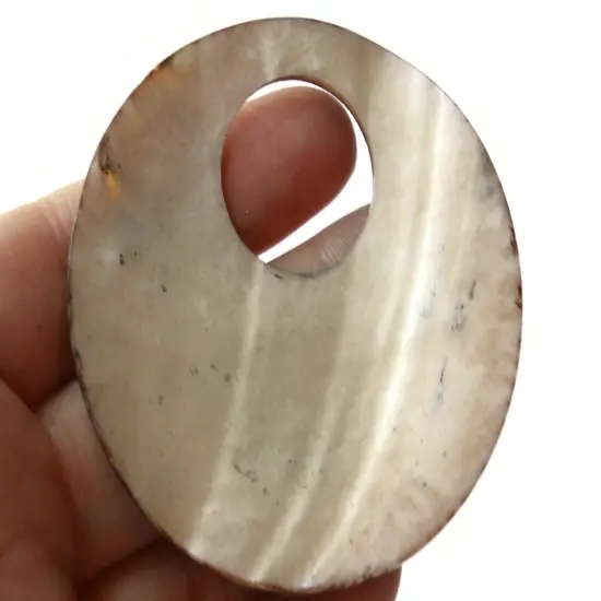 60mm Brown Swirl Printed Shell Round Go-Go Pendant {2}