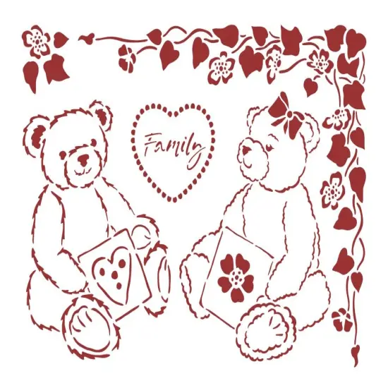 Stamperia Stencil D 7.87"X5.91"-Bears, Day Dream {1}