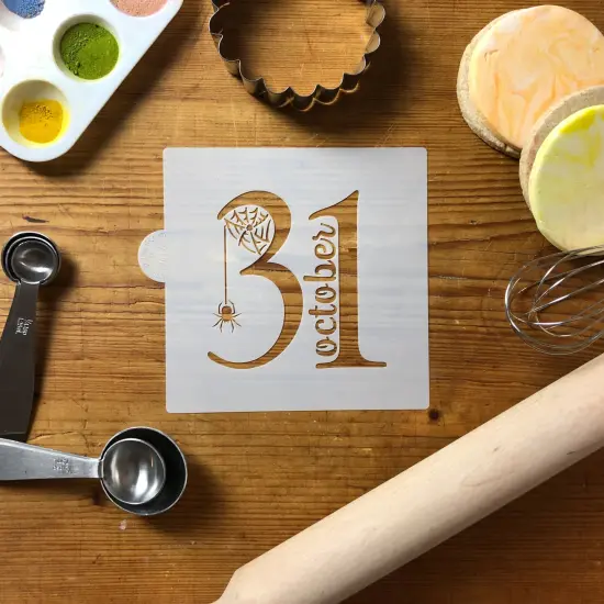 October 31st Cookie & Craft Stencil | CM161 by Designer Stencils | Cookie Decorating Tools | Baking Stencils for Royal Icing, Airbrush, Dusting Powder | Craft Stencils for Canvas, Paper, Wood | Reusable Food Grade Stencil {3}