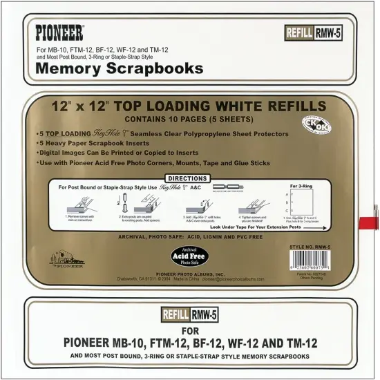 Multipack of 6 - Pioneer Universal Top-Loading Page Protectors 5/Pkg-12"X12" (W/White Inserts) {2}