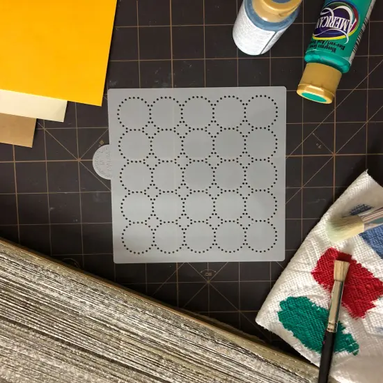 Dotted Circles All Over Cookie & Craft Stencil | CM084 by Designer Stencils | Cookie Decorating Tools | Baking Stencils for Royal Icing, Airbrush, Dusting Powder | Craft Stencils for Canvas, Paper, Wood | Reusable Food Grade Stencil {3}
