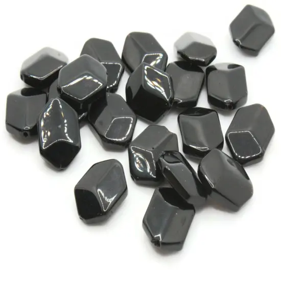 20 17mm Black Glass Hexagon Beads {6}