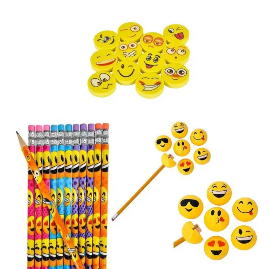 Rhode Island Novelty Emoticon Party Favor Pencil, Eraser and Sharpener Gift Set, 36-Piece {1}