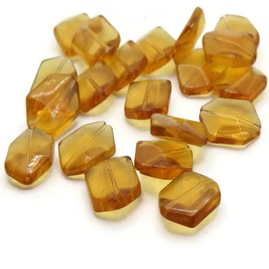 20 17mm Orange Glass Hexagon Beads {2}