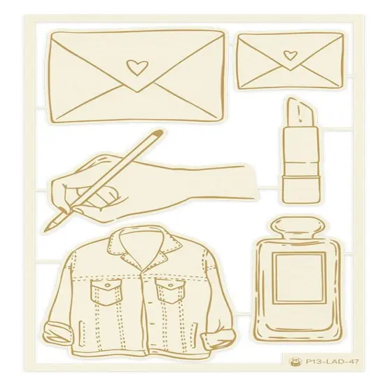 P13 Die-Cut Chipboard Embellishments 4"X6"-Lady's Diary #04, 6/Pkg {3}