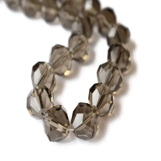 24 12mm Grey Crystal Faceted Bicone Beads {1}