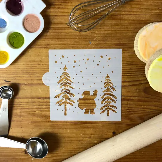 Nighttime Santa Cookie & Craft Stencil | CM031 by Designer Stencils | Cookie Decorating Tools | Baking Stencils for Royal Icing, Airbrush, Dusting Powder | Craft Stencils for Canvas, Paper, Wood | Reusable Food Grade Stencil {2}