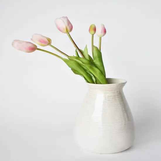 18" Faux Tulip Stem Bundle Blush Pink {5}