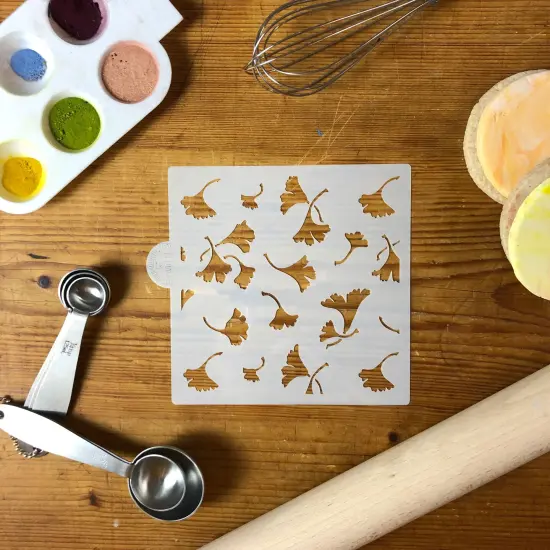 Ginko Leaves Allover Cookie & Craft Stencil | CM010 by Designer Stencils | Cookie Decorating Tools | Baking Stencils for Royal Icing, Airbrush, Dusting Powder | Craft Stencils for Canvas, Paper, Wood | Reusable Food Grade Stencil {2}