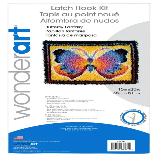 Wonderart Latch Hook Kit 15"X20"-Butterfly Fantasy {3}