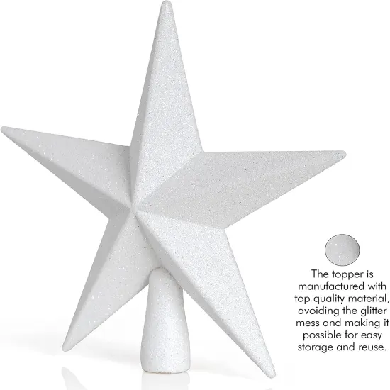 Ornativity Glitter Star Tree Topper - Christmas White Decorative Holiday Bethlehem Star Ornament {2}