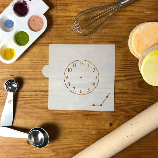 Mini Clock with Hands Cookie & Craft Stencil | CM057 by Designer Stencils | Cookie Decorating Tools | {3}