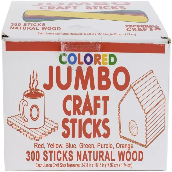 Pepperell Crafts Jumbo Craft Sticks 300/Pkg-Colored {1}