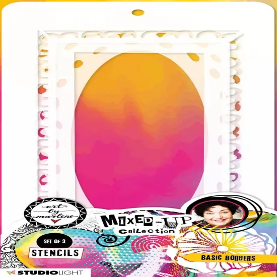 Art By Marlene Mixed-Up 4.33"X8.38" Stencils 3/Pkg-Nr. 138, Basic Borders {1}