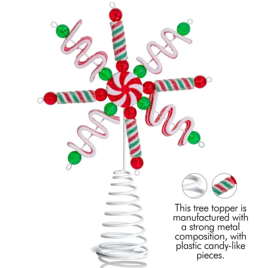 Ornativity Candy Snowflake Tree Topper - Peppermint Candy Cane Sour Belt Jelly Licorice Star Snowflakes Christmas Tree Top Decorations {2}