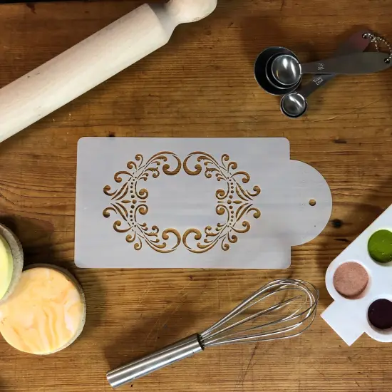 Fleur De Lis Cake Stencil Top Tier | C530 by Designer Stencils | Cake Decorating Tools | Baking Stencils for Royal Icing, Airbrush, Dusting Powder | Reusable Plastic Food Grade Stencil for Cakes | Easy to Use & Clean Cake Stencil {3}