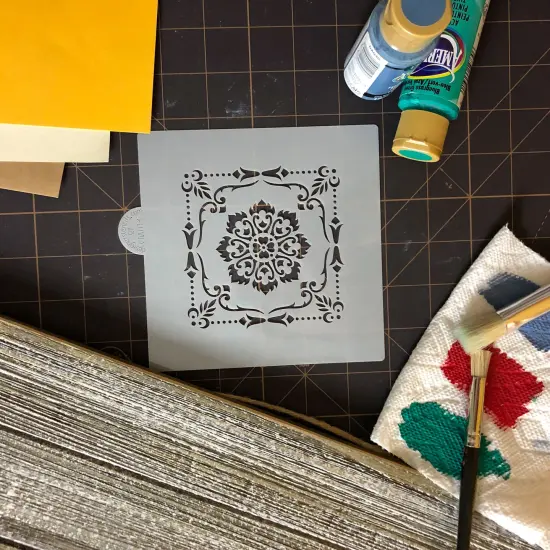 Parisian Tile Cookie & Craft Stencil | CM013 by Designer Stencils | Cookie Decorating Tools | Baking Stencils for Royal Icing, Airbrush, Dusting Powder | Craft Stencils for Canvas, Paper, Wood | Reusable Food Grade Stencil {5}